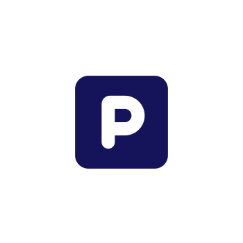 A blue square with the letter p in it.